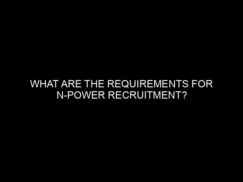 What Are The Requirements For N Power Recruitment?