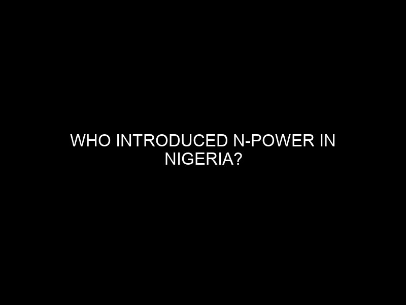 Who Introduced N Power In Nigeria?