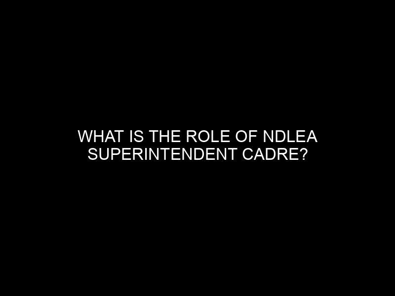 What Is The Role Of Ndlea Superintendent Cadre?