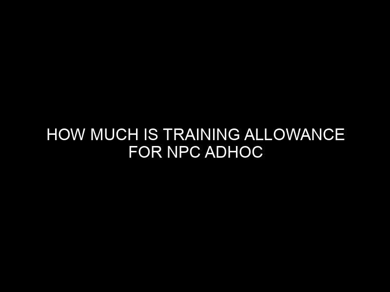 How Much Is Training Allowance For Npc Adhoc Staff?