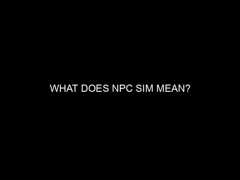 What Does Npc Sim Mean?