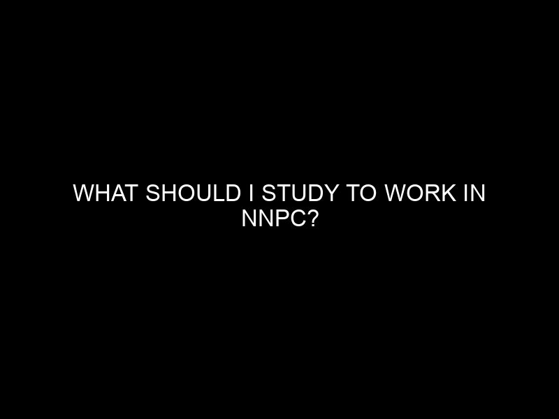 What Should I Study To Work In Nnpc?